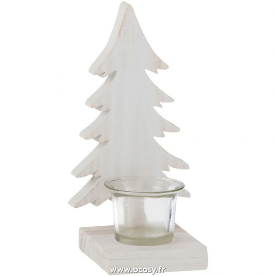 J Line Photophore Sapin De Noel Bois Blanc L10xB9xH20 cm Jline 25090 by Jolipa 25090