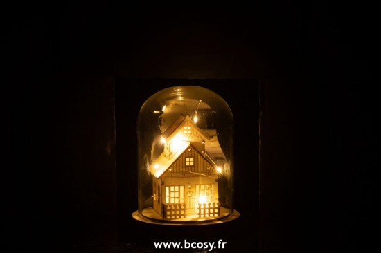 J-Line cloches cuvecles clochettes en verre statuettes Jolipa J Line Jline Cloche Hiver Led Maison Bois Verre Naturel