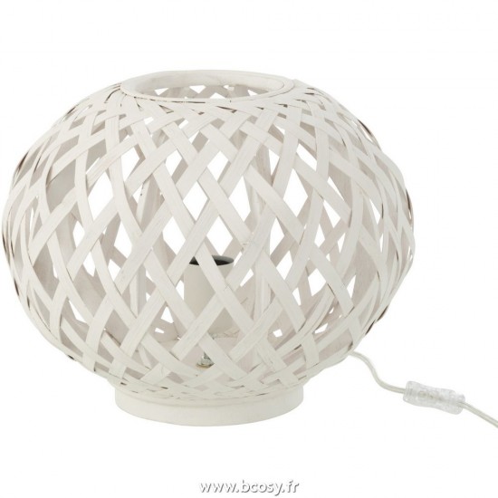 J Line Lampe De Table Bambou Blanc L35xB35xH28 cm Jline 25698 by Jolipa 25698