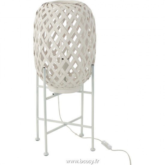 J Line Lampadaire Bambou Blanc L27xB27xH37 cm Jline 25699 by Jolipa 25699