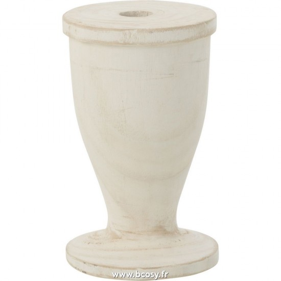 J Line Porte Bougie Bois Blanc Large L12xB12xH21 cm Jline 25711 by Jolipa 25711