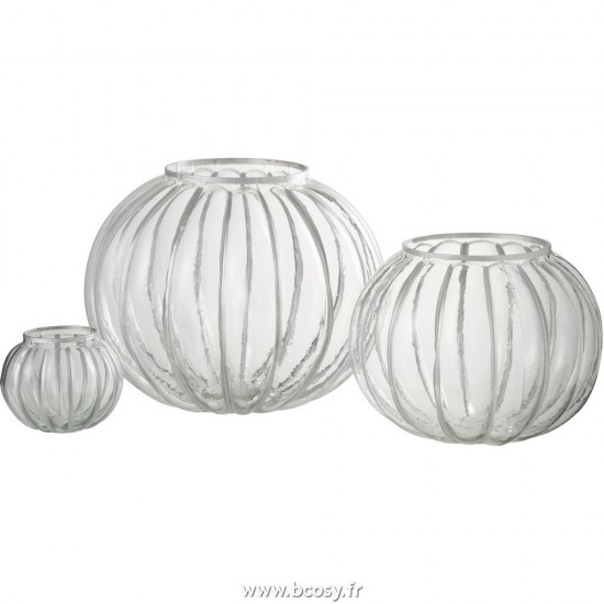 Jolipa J Line Jline Photophore Boule Verre Transparent Argent Large