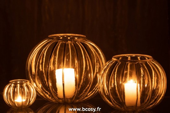 J-Line photophores J Line Photophore Boule Verre Transparent Argent Large