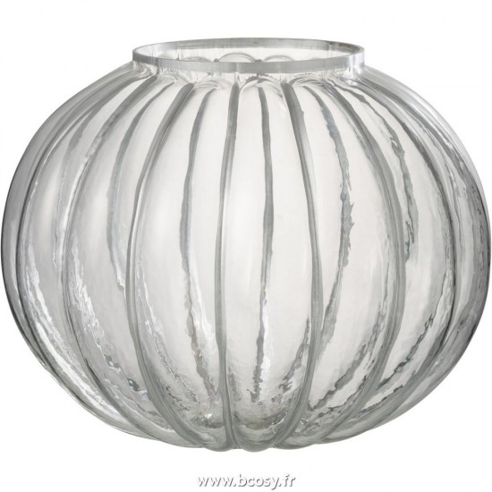 J Line Photophore Boule Verre Transparent Argent Large L28xB28xH30 cm Jline 26330 by Jolipa 26330
