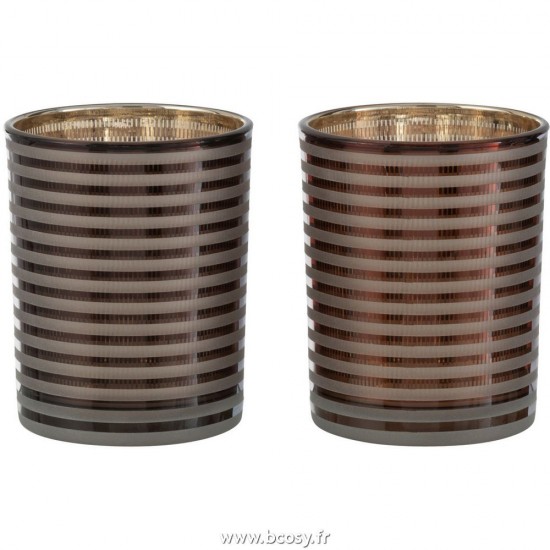 J Line Phosphore Raye Verre Brun Small L10xB10xH13 cm Jline 26337 by Jolipa 26337