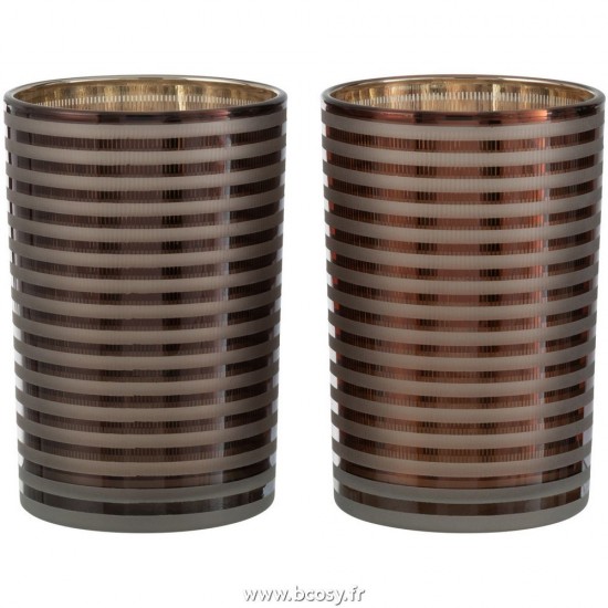 J Line Phosphore Raye Verre Brun Medium L12xB12xH18 cm Jline 26338 by Jolipa 26338