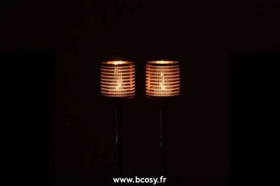 J-Line photophores Jolipa J Line Jline Phosphore Sur Pied Raye Verre Brun Small