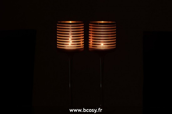 J-Line photophores Jolipa J Line Jline Phosphore Sur Pied Raye Verre Brun Large