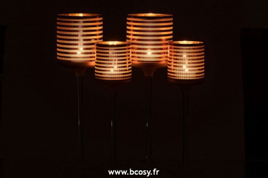 J-Line photophores J Line Phosphore Sur Pied Raye Verre Brun Large