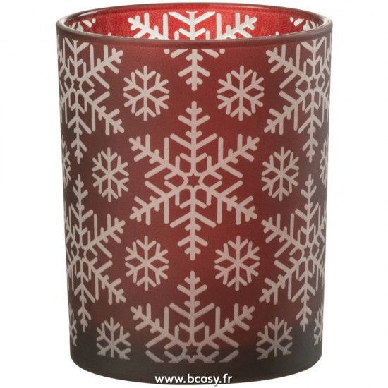 J Line Phosphore Neige Verre Rouge Small L10xB10xH13 cm Jline 26369 by Jolipa 26369