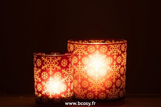 J-Line photophores J Line Phosphore Neige Verre Rouge Large