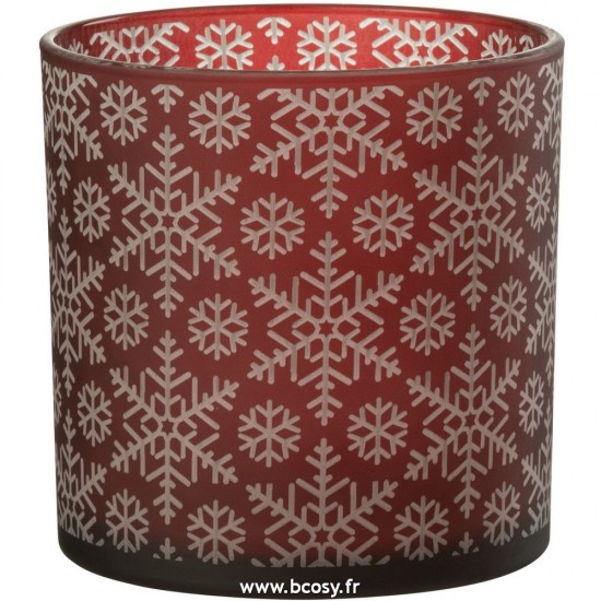 J Line Phosphore Neige Verre Rouge Large L15xB15xH15 cm Jline 26370 by Jolipa 26370