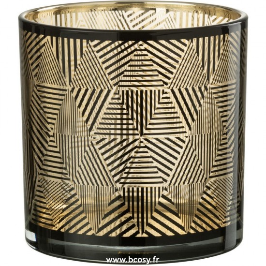 J Line Phosphore Triangles Raye Verre Brun Medium L15xB15xH15 cm Jline 26373 by Jolipa 26373