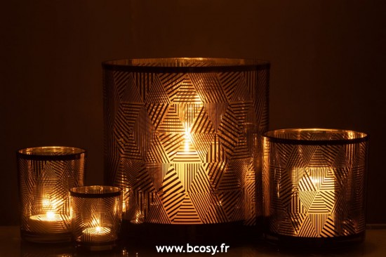 J-Line photophores J Line Phosphore Triangles Raye Verre Brun Large