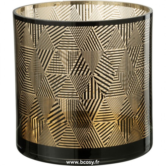 J Line Phosphore Triangles Raye Verre Brun Large L25xB25xH25 cm Jline 26374 by Jolipa 26374