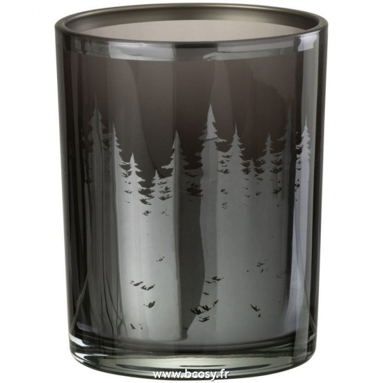 J Line Phosphore Arbres Verre Noir Argent Small L10xB10xH13 cm Jline 26375 by Jolipa 26375