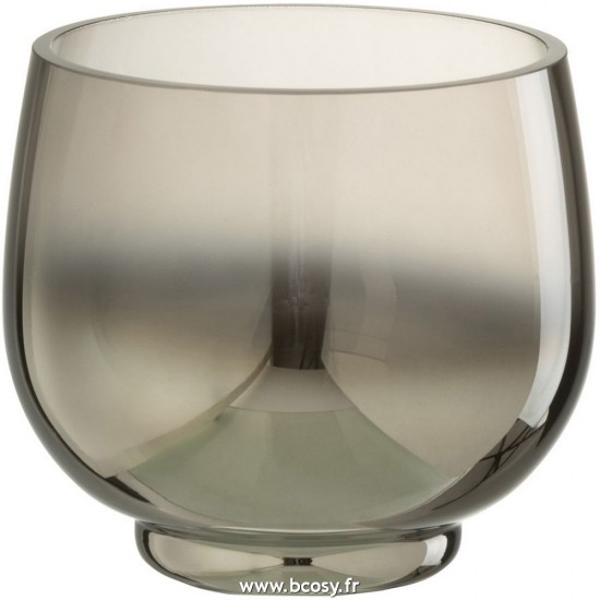 J Line Phosphore Rond Verre Fume Gris Argent Small L10xB10xH9 cm Jline 26381 by Jolipa 26381