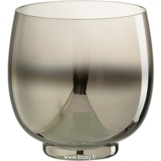 J Line Phosphore Rond Verre Fume Gris Argent Medium L14xB14xH14 cm Jline 26382 by Jolipa 26382
