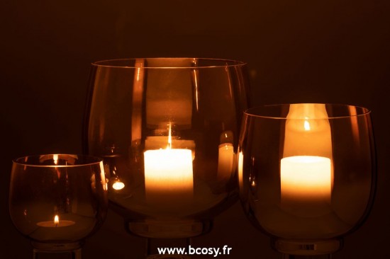 J-Line photophores J Line Phosphore Rond Verre Fume Jaune Argent Large