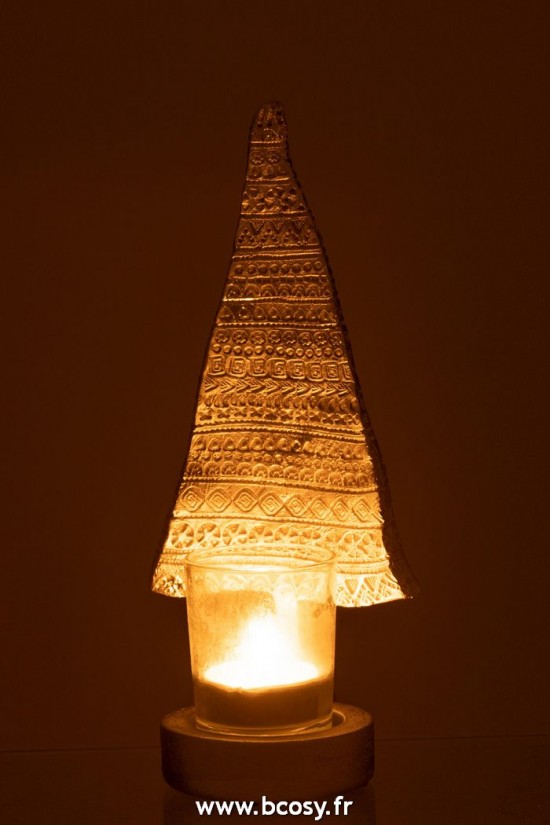 J-Line photophores Jolipa J Line Jline Porte Bougie Sapin De Noël Poly Argent Large