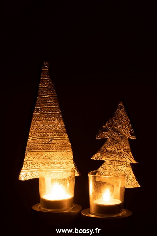 J-Line photophores J Line Porte Bougie Sapin De Noël Poly Argent Large