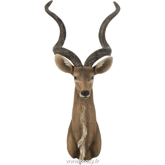J Line Tête Antilope Poly Brun L41xB30xH100 cm Jline 26547 by Jolipa 26547