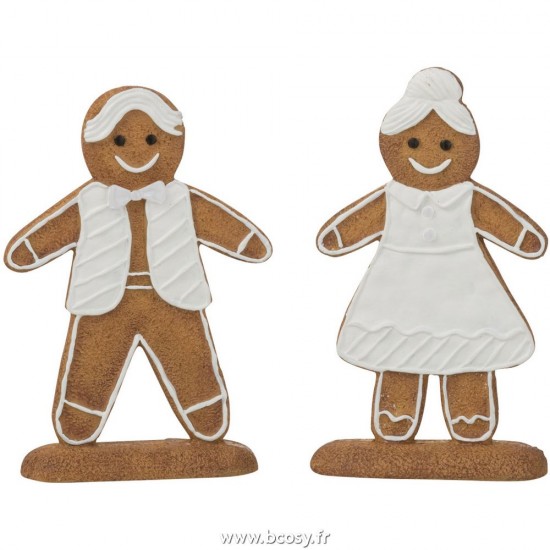 J-Line J Line figurines statuettes Jolipa Figurine Pain D Epice Poly Blanc Marron Assortiment De 2.