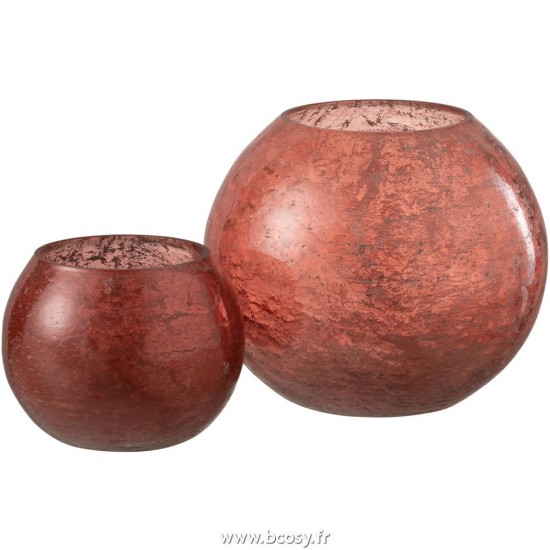 Jolipa J Line Jline Photophore Nuria Boule En Verre Terracotta Large