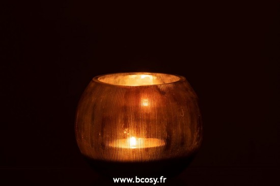 J-Line photophores Jolipa J Line Jline Phosphore Lignes Verre Brun Fonce Large