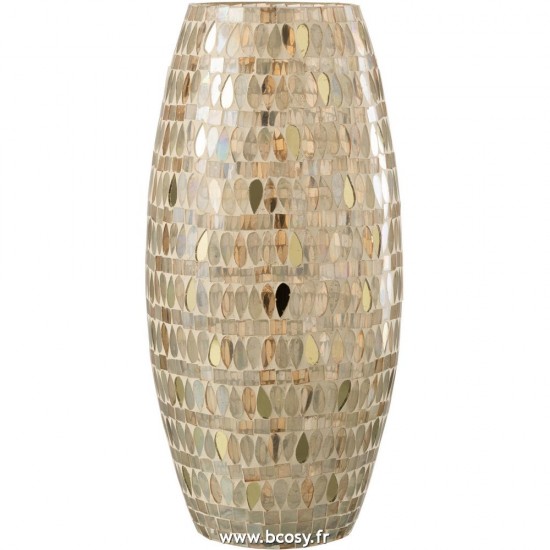 J Line Phosphore Mosaïque Verre Beige Large L18xB18xH36 cm Jline 26663 by Jolipa 26663