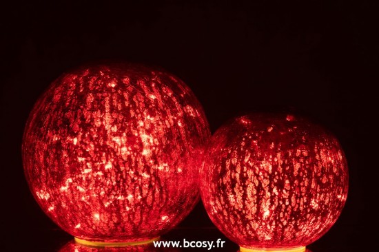J-Line boules balles J Line Boule Led Verre Rouge Large