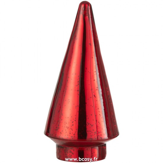J Line Sapin De Noël Led Verre Rouge Medium L12xB12xH24 cm Jline 26756 by Jolipa 26756