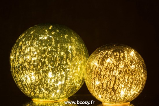 J-Line boules balles J Line Boule Led Verre Vert Large