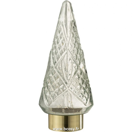 J Line Sapin De Noël Led Verre Transparent Medium L15xB15xH35 cm Jline 26776 by Jolipa 26776