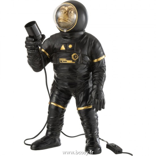 J Line Lampe De Table Astronaute Poly Noir Or L24xB23xH48 cm Jline 26784 by Jolipa 26784