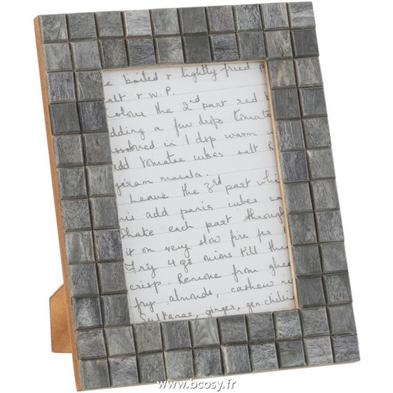 J Line Cadre Photo Motifs Carre 13X18 Bois Corne Gris Large 19X24Cm L19xB2xH24 cm Jline 26891 by Jolipa 26891
