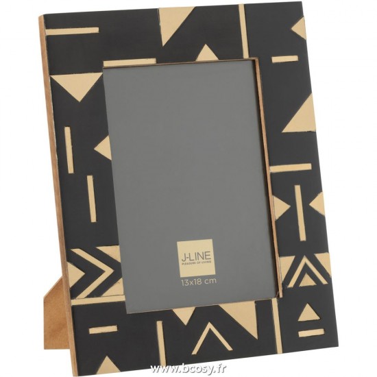 J Line Cadre Photo Geometrique 13X18 Bois Resine Noir Or L 20X25Cm L19xB2xH24 cm Jline 26908 by Jolipa 26908
