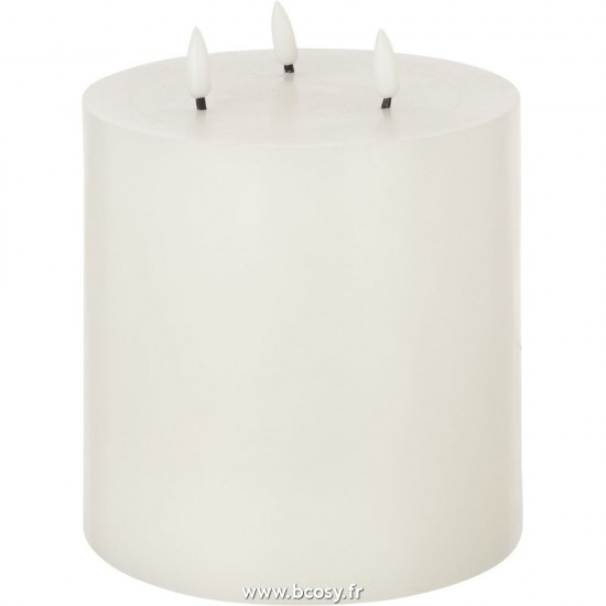 J Line Bougie Led 3 Flames Blanc Large L15xB15xH18 cm Jline 26948 by Jolipa 26948