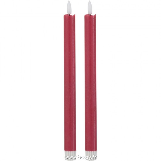 J Line Boite 2 Bougie Led Longue Rouge Large L3xB5xH29 cm Jline 26954 by Jolipa 26954