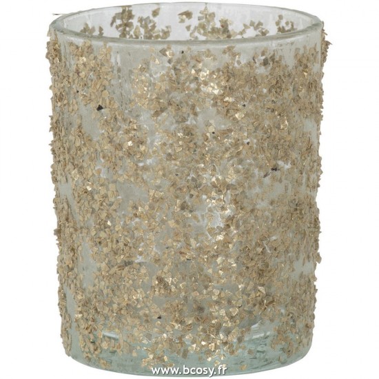 J Line Photophore Paillettes Champagne Large L10xB10xH12 cm Jline 27118 by Jolipa 27118