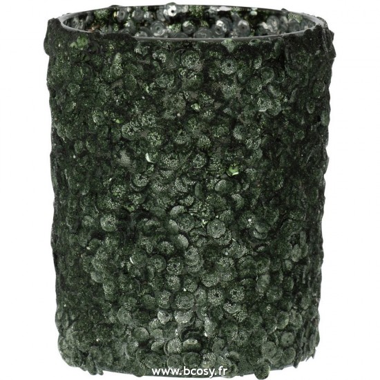 J Line Photophore Givre Mat Vert Fonce Large L10xB10xH12 cm Jline 27125 by Jolipa 27125