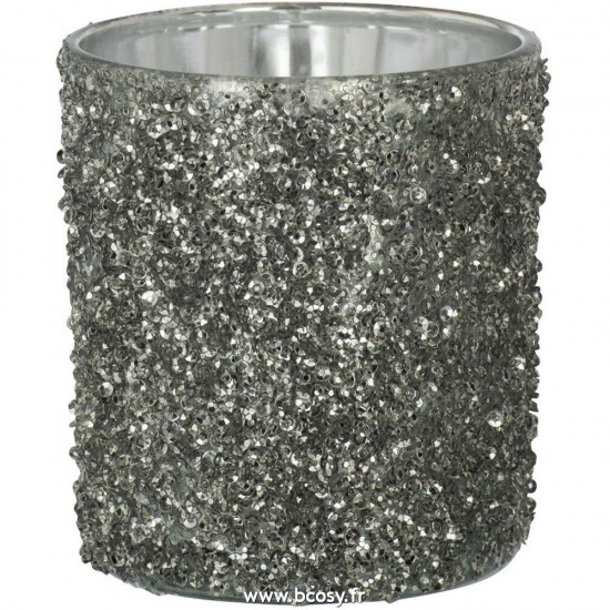 J Line Photophore Paillettes Verre Fume Gris Medium L9xB9xH10 cm Jline 27145 by Jolipa 27145