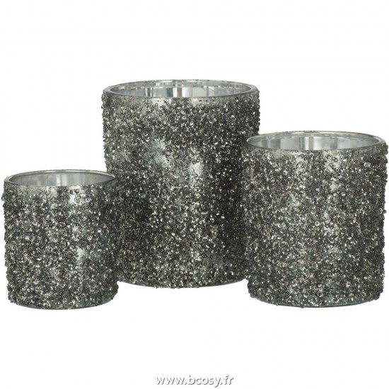 Jolipa J Line Jline Photophore Paillettes Verre Fume Gris Large