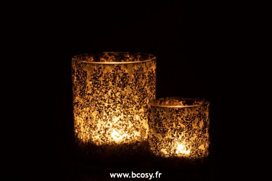 J-Line photophores J Line Photophore Pierres Fines Verre Gris Vert Large