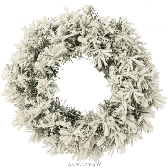 J Line Couronne De Noel+Led Chaud Blanc Plastique Enneige Vert Small L40xB15xH40 cm Jline 27205 by Jolipa 27205