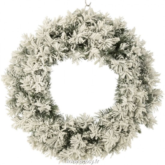 J Line Couronne De Noel+Led Chaud Blanc Plastique Enneige Vert Large L60xB15xH60 cm Jline 27206 by Jolipa 27206
