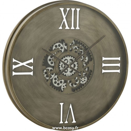 J Line Horloge Ronde 4 Chiffres Romains Engrenage Metal Antique Cuivre L80xB10xH80 cm Jline 27373 by Jolipa 27373