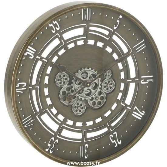 J Line Horloge Ronde Secondes Engrenage Metal Antique Cuivre Small L60xB8xH60 cm Jline 27374 by Jolipa 27374