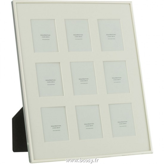 J Line Cadre Photo Passe Partout Bord Fn 9 Pieces 5X6,5 Metal Argent L26xH31 cm Jline 27384 by Jolipa 27384