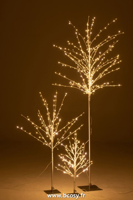 J-Line arbres sapins de noel sur pied J Line Arbre Denude Led Metal Argent Large